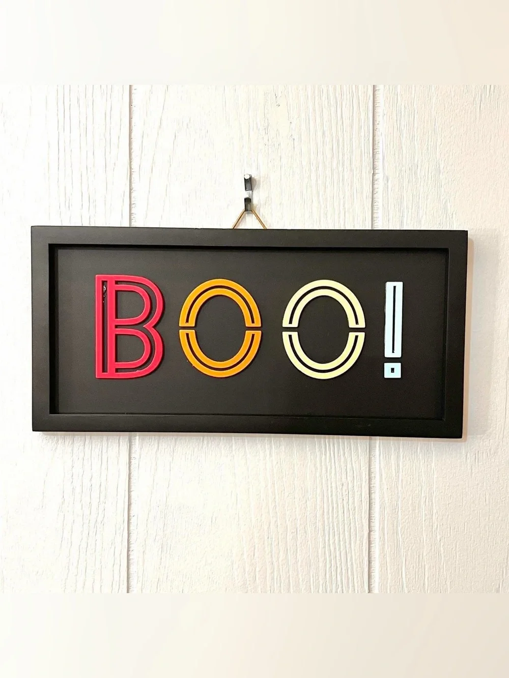 New Halloween Multicolor Wood Neon Boo! Wall Sign Decoration